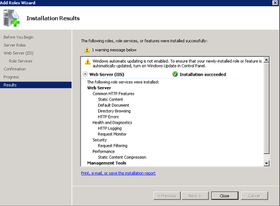 Configuring IIS on Windows Server 2008 for use with O4W